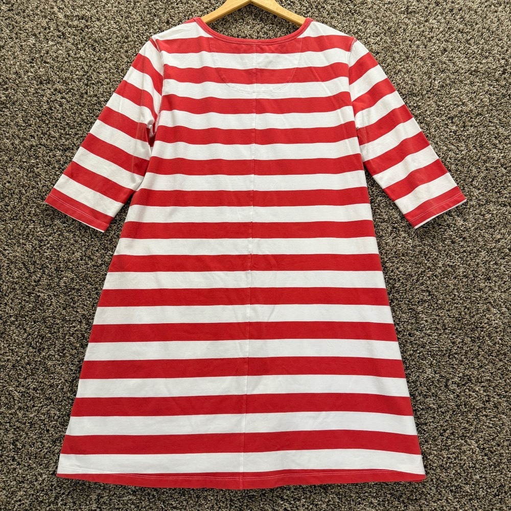 Tyler Boe Red & White Stripe Knit L Dress 3/4 Sleeve Shift Americana Coastal - Picture 6 of 6